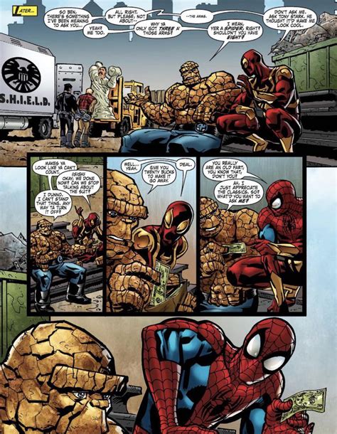 The Thing Pays Spider Man To Take The Iron Spider Suit Off The Thing