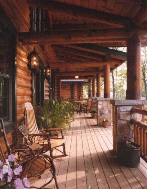 Log Cabin Home With Wrap Around Porches Log Cabin Porches Log Cabin