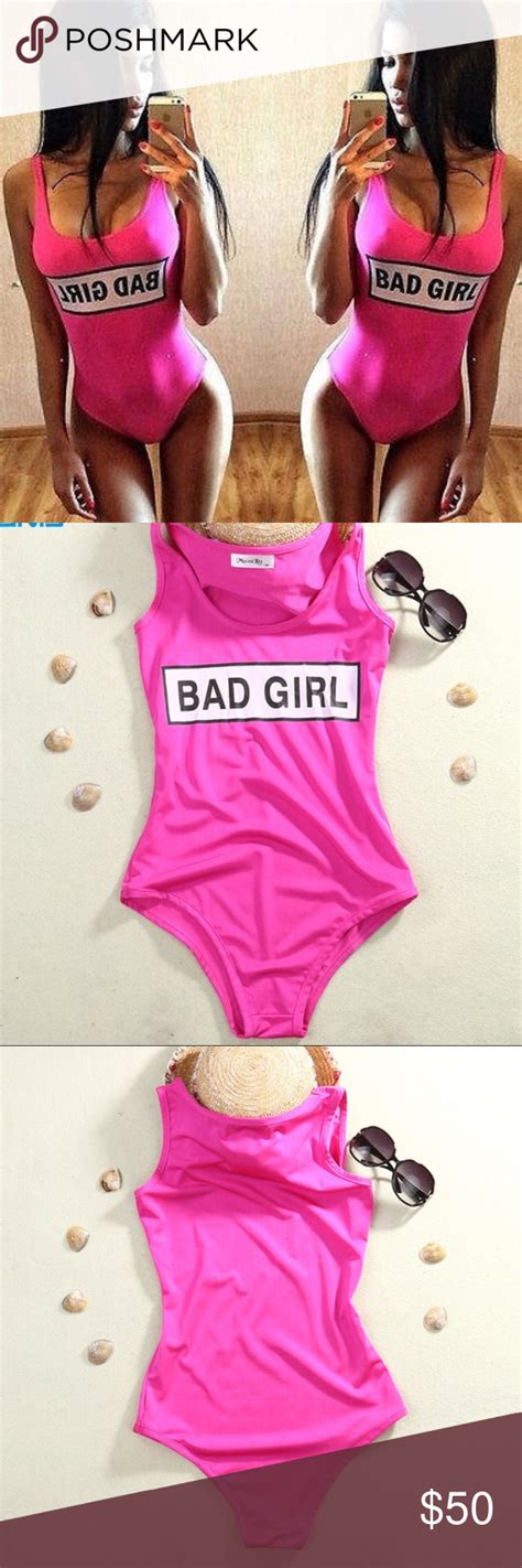 “bad Girl” Hot Pink Swimsuit Girls Pink Swimsuit Hot Pink Swimsuit