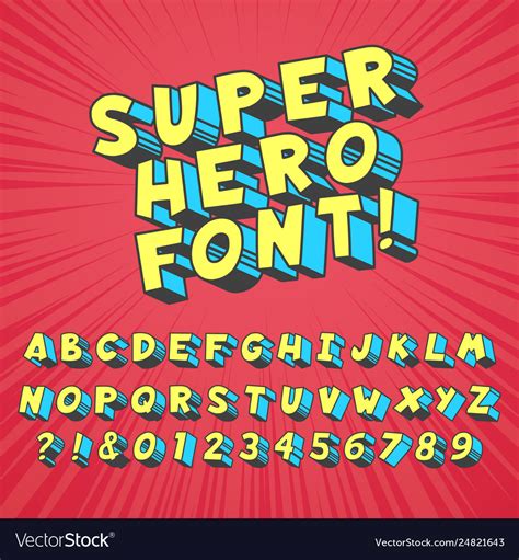 Super Hero Comics Font Comic Graphic Typography Vector Image