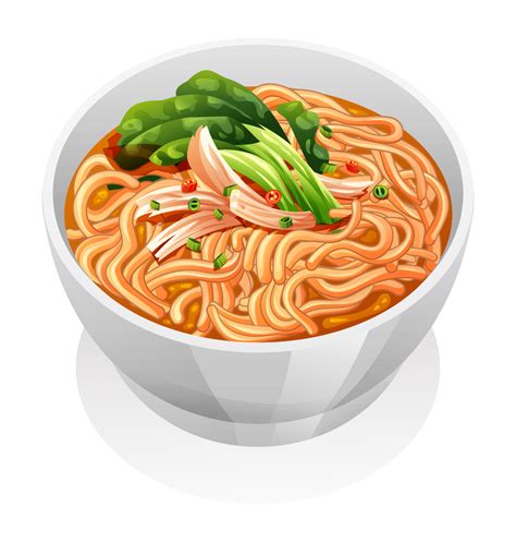 Chicken Noodle Soup With Vegetables In A White Bowl Vector Illustration 20153297 Vector Art At