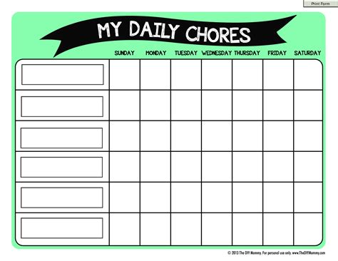 30 Amazing Chore List Templates For Kids Printabletem