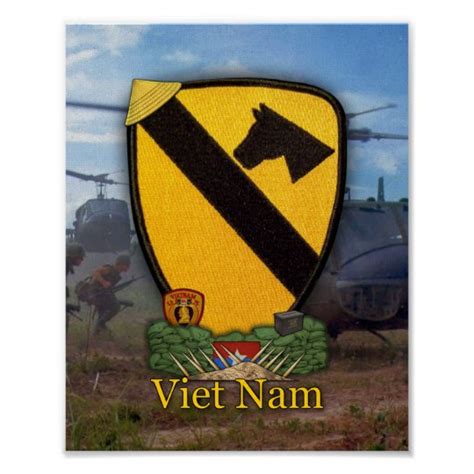 1st 7th Cavalry Air Cav Vietnam Nam War Patch Poster
