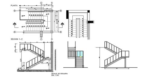 Stair Section Plan In Autocad File Cadbull