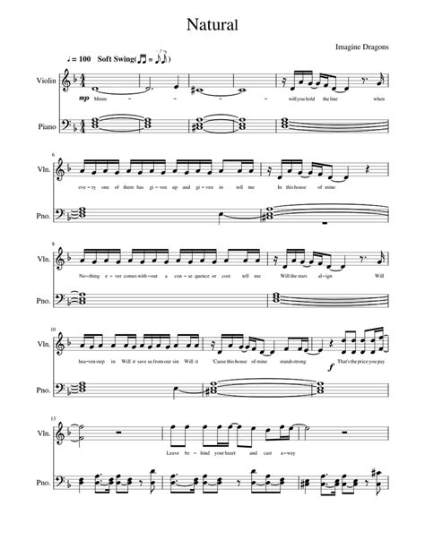 Natural Imaginedragons Sheet Music For Violin Piano Download Free