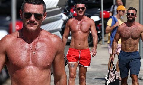 Luke Evans Flaunts Ripped Physique In Red Shorts At Bondi Beach Perfect