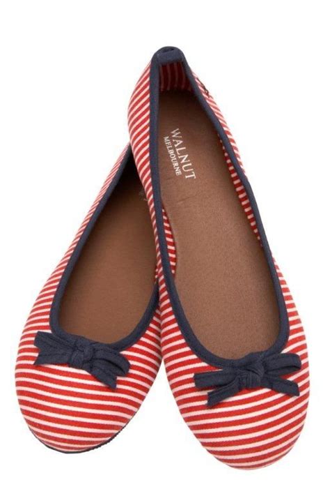 Ballet Flat Red Stripenavy Trim From Walnut Melbourne 3995 Canvas