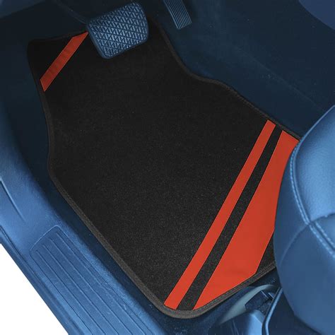 Fh Group Carpet Liners Car Floor Mats With Faux Leather Stripes Full Set