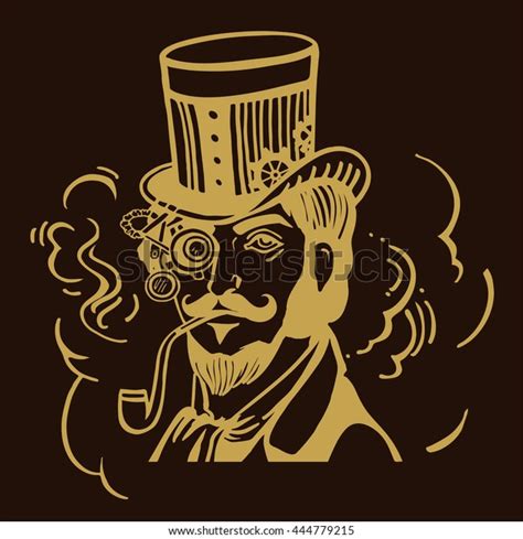 Steampunk Man Top Hat Glasses Beard Stock Vector Royalty Free