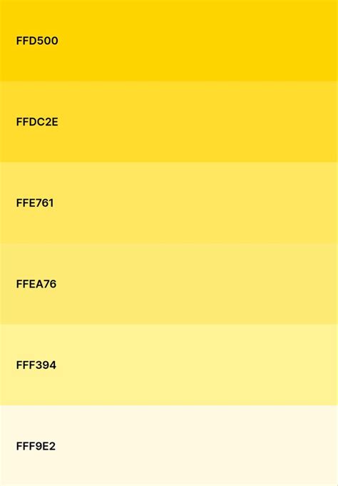 The Color Chart For Yellow Is Shown In Three Different Colors