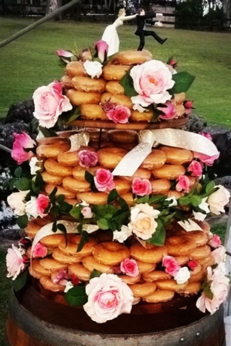 Donut Wedding Cake Krispy Kreme Tower Donut Wedding Cake Wedding Donuts Wedding Cakes