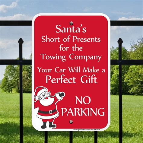 Funny Santa No Parking Sign Santa Is Short Of Presents