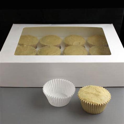 Cupcake boxes with a side window and handle lets you display your baked goodies in style. WHITE Windowed Cupcake Boxes with 12 Cavity Insert