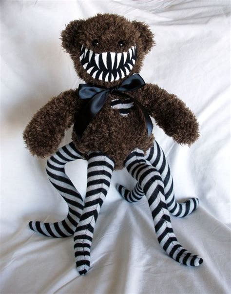 Teddy Bear Monster Brown With Black And Grey Striped Tentacles