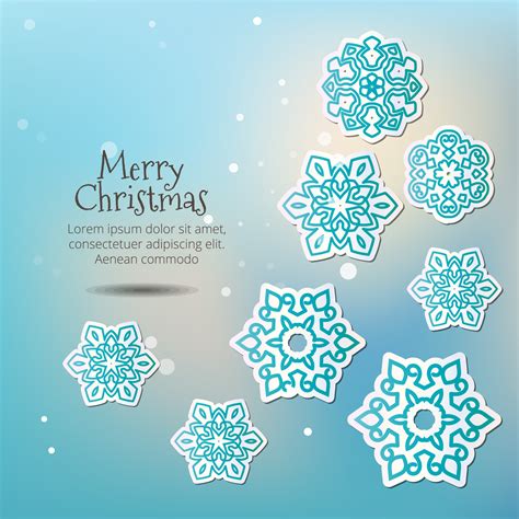 Merry Christmas Snowflakes With Shadow On A Blue Background