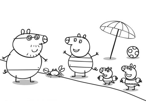 Three Peppos Are Standing In The Grass With An Umbrella And Two Pigs