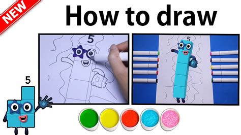 How To Draw Numberblock Eight Learn To Count 1 To 5 Draw Color Numberblocks 5 Youtube
