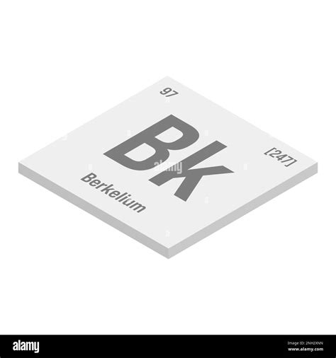 Berkelium Bk Gris 3d Ilustración Isométrica Del Elemento De Tabla
