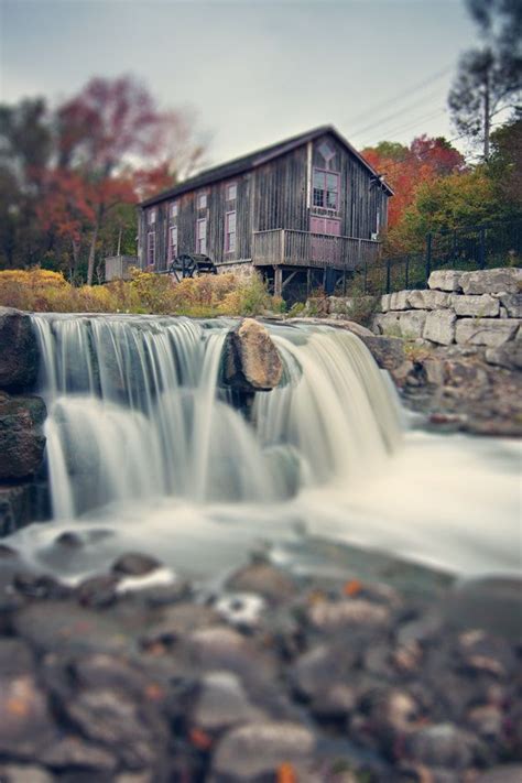 Grist Mill Waterfall Fall Colours Waterloo Ontario Fine Art Print