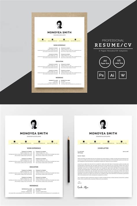 Best free and premium one page website templates. Monoyea Smith Designer & Developer Resume Template ...