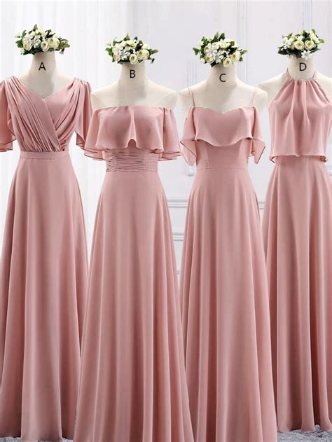 Elegant Blush Pink Mismatched Bridesmaids Dress In 2021 Blush Pink
