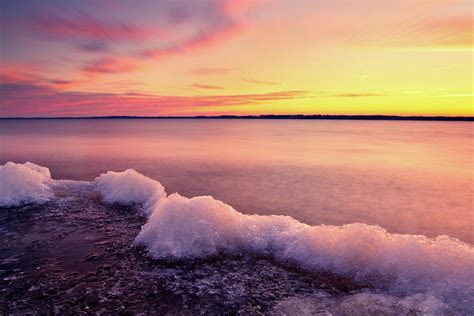 Winter Sunrise On Lake Michigan Photograph By John A Gessner