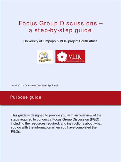 Focus Group Discussion Step By Step Guide Pdf