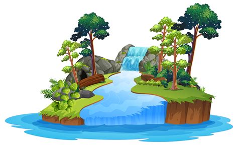 Isolated Nature Waterfall On White Background 368108 Vector Art At Vecteezy