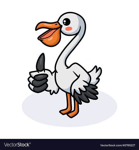Cute Pelican Bird Cartoon Giving Thumb Up Vector Image