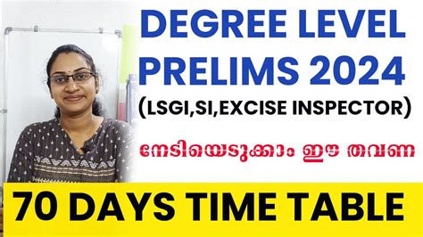 Days Time Table For Degree Level Preliminary Lsgi Sub Inspector