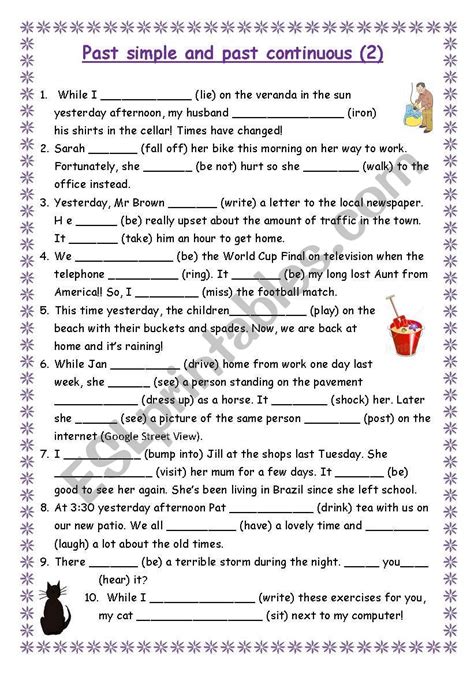 Worksheets Past Simple And Continuous Best Worksheet 9E4