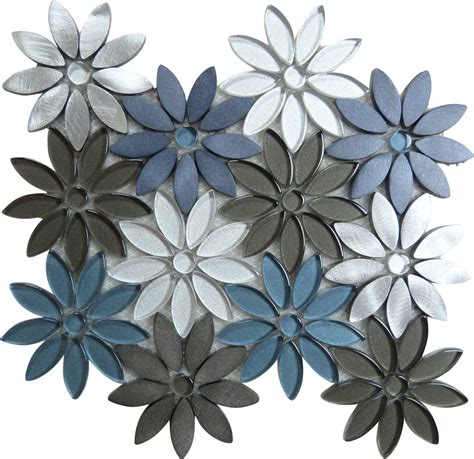 The Design Of This Grey Flower Mosaic Tile Demonstrates The Best Of The