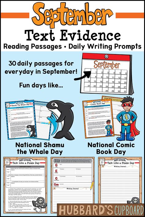 30 September National Days Reading Passages With Daily Writing Prompts