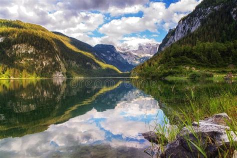 Mountain Lake In Gosau Alps Austria Stock Image Image Of Glacier