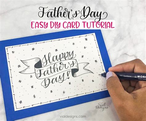 To make 1 card you will need the first page from our printable pdf (for the card frame) and one of the other pages with the designs. Fun and Easy DIY Father's Day Card with Lettering Tutorial | Vial Designs