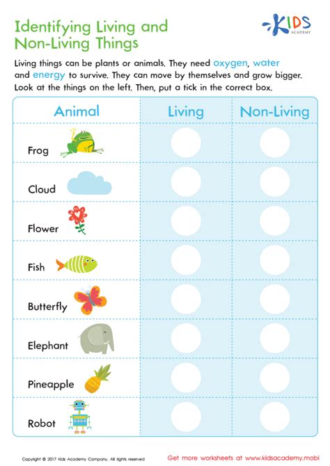 Living And Non Living Things Printable