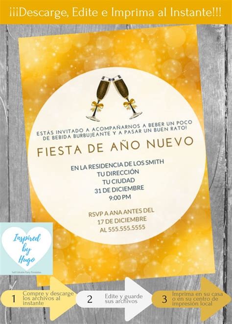Invitación Fiesta de Año Nuevo Nochevieja Fin de Año Fiesta Etsy México