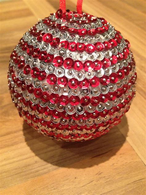 Home Made Baubles Baubles Made With Polystyrene Balls Sequin Pins And