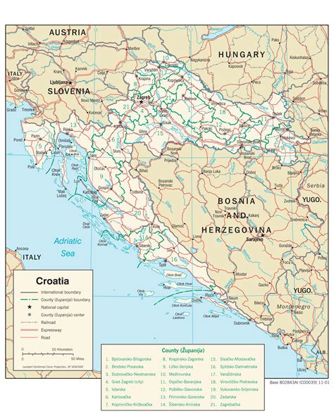 Mappa delle città della Croazia principali città e capitale della Croazia