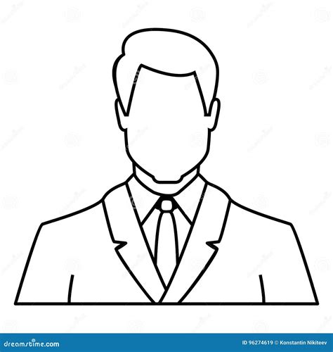 Vector Outline Icon Businessman In Suit Stock Vector Illustration