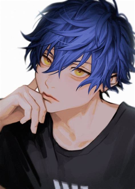 ␀さん 9ibem Twitter Anime Blue Hair Anime Boy Hair Blue Hair