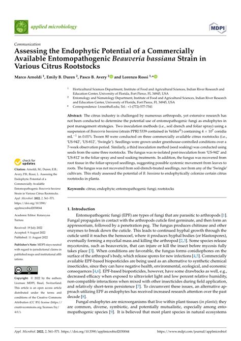 Pdf Assessing The Endophytic Potential Of A Commercially Available Entomopathogenic Beauveria