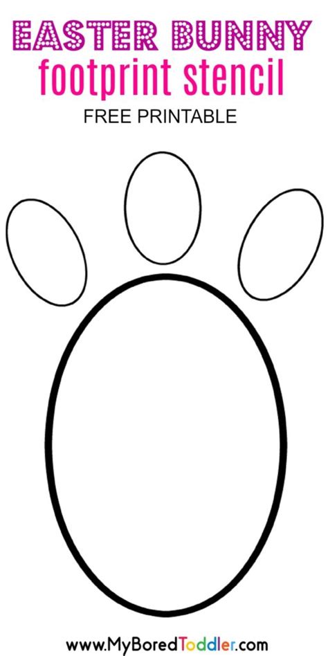 This bunny feet template is a basic black and white line drawing with no color. Easter Bunny Footprint Stencil - My Bored Toddler