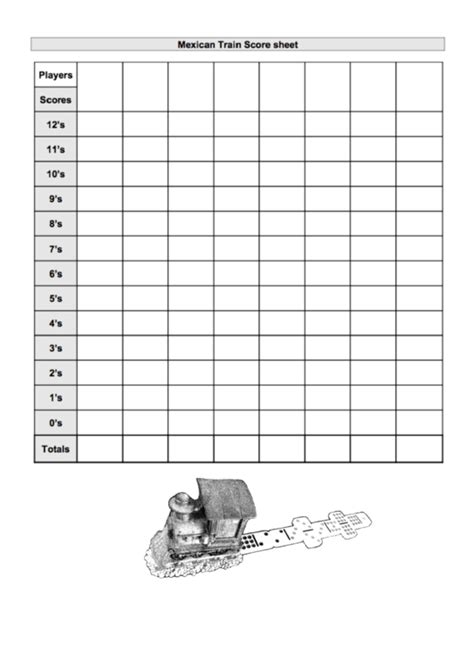 Mexican Train Score Sheet Printable Pdf Download
