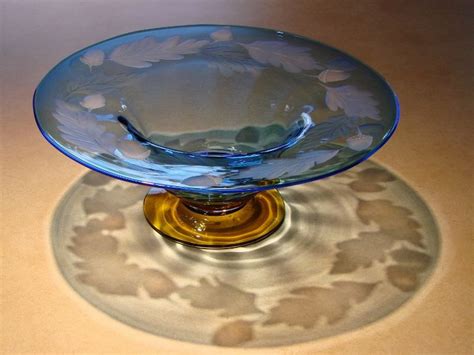Oak Leaves And Acorns Hand Engraved Glass Bowl Bowl By Catherine Miller Of Catherine Miller