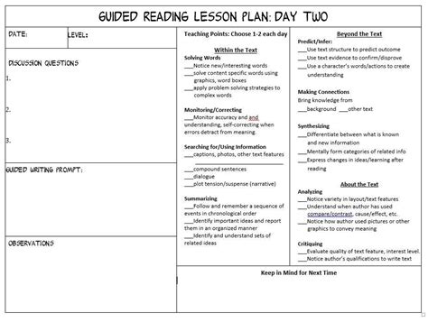 20 Read Aloud Lesson Plan Template