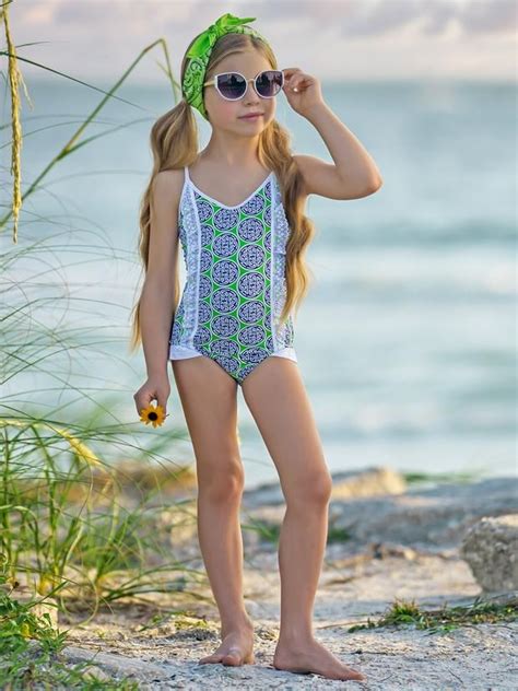 Girls Endless Blues Two Piece Swimsuit In 2021 Trendy Swimsuits