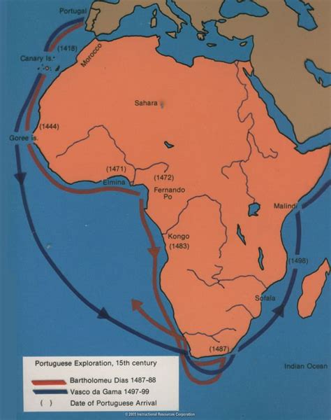 Map Portuguese Voyages Around The African Cape Discovery Education