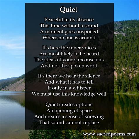 Quiet Is An Inspirational Poem By Robert Longley About Discovering The