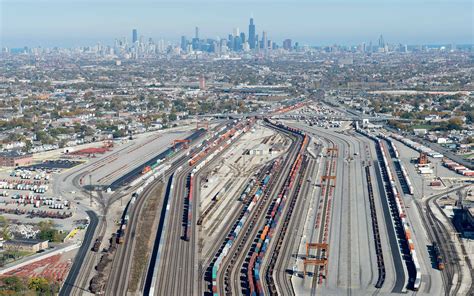 Rail Yard Train City Chicago Usa Aerial View Cicero Illinois